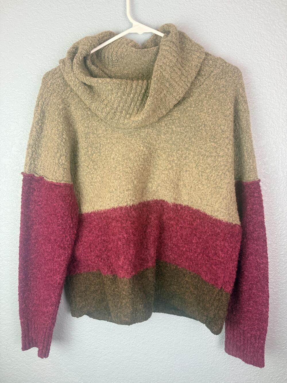 Royal Robbins Sweater Womens Medium Cowl Neck Colorblock Chunky Knit Pullover
